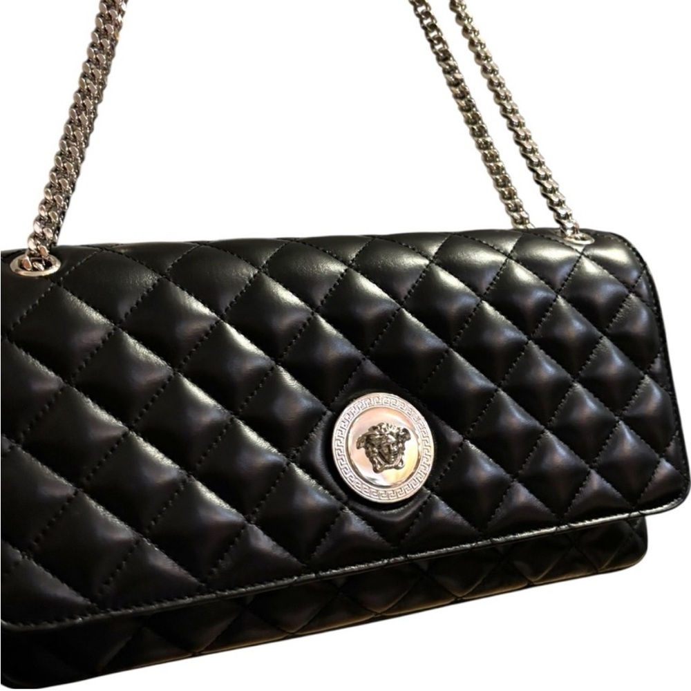 Versace Quilted Leather Medusa Crossbody
Bag Black NEW